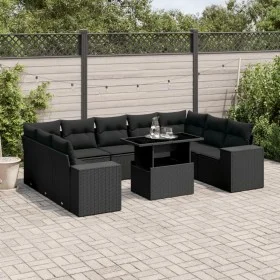 Set de sofás de jardín 10 pzas cojines ratán sintético negro by , Garden sets - Ref: Foro24-3269365, Price: 725,30 €, Discoun...