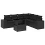 Set de sofás de jardín 7 pzas con cojines ratán sintético negro by , Garden sets - Ref: Foro24-3269185, Price: 568,26 €, Disc...