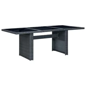 Garden table in synthetic rattan and dark gray tempered glass by vidaXL, Garden tables - Ref: Foro24-313309, Price: 193,49 €,...