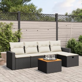 6-teiliges Gartensofa-Set und Kissen aus schwarzem Kunststoff-Rattan. von , Gartensets - Ref: Foro24-3264829, Preis: 327,84 €...