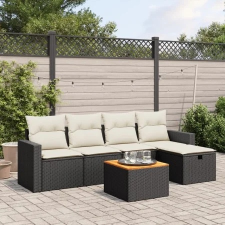 6-piece garden sofa set with black synthetic rattan cushions by , Garden sets - Ref: Foro24-3264829, Price: 325,04 €, Discoun...