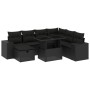 Set de sofás de jardín 8 piezas y cojines ratán sintético negro