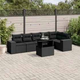 7-piece garden sofa set with black synthetic rattan cushions by , Garden sets - Ref: Foro24-3269175, Price: 568,26 €, Discoun...