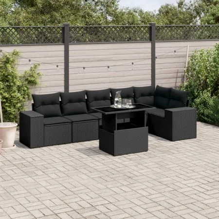 7-piece garden sofa set with black synthetic rattan cushions by , Garden sets - Ref: Foro24-3269175, Price: 568,26 €, Discoun...
