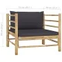 Bamboo garden sofa with dark gray cushions by vidaXL, Modular outdoor sofas - Ref: Foro24-313156, Price: 147,14 €, Discount: %