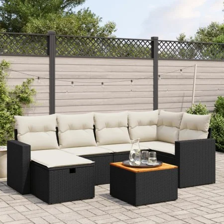 7-piece garden dining set with black synthetic rattan cushions by , Garden sets - Ref: Foro24-3264836, Price: 402,31 €, Disco...