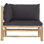 Sofá de esquina para jardín de bambú con cojines gris oscuro by vidaXL, Modular outdoor sofas - Ref: Foro24-313153, Price: 13...