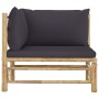 Sofá de esquina para jardín de bambú con cojines gris oscuro von vidaXL, Modulare Sofas für den Außenbereich - Ref: Foro24-31...