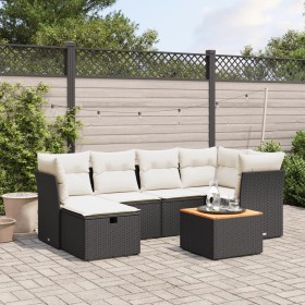 Garten-Essgruppe 7-teilig mit schwarzen Polstern aus synthetischem Rattan von , Gartensets - Ref: Foro24-3264724, Preis: 387,...