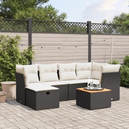 7-piece garden dining set with black synthetic rattan cushions by , Garden sets - Ref: Foro24-3264724, Price: 404,64 €, Disco...