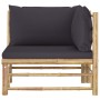 Sofá de esquina para jardín de bambú con cojines gris oscuro von vidaXL, Modulare Sofas für den Außenbereich - Ref: Foro24-31...