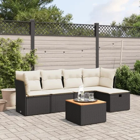 6-teiliges Gartensofa-Set mit schwarzen Polstern aus synthetischem Rattan. von , Gartensets - Ref: Foro24-3264710, Preis: 328...