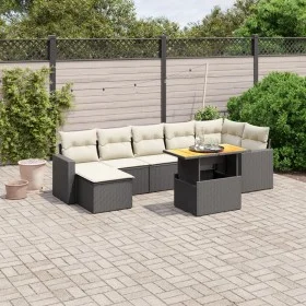8-teiliges Gartensofa-Set und Kissen aus schwarzem Kunststoff-Rattan. von , Gartensets - Ref: Foro24-3264731, Preis: 456,47 €...