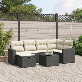 Set de comedor de jardín 7 pzas y cojines ratán sintético negro by , Garden sets - Ref: Foro24-3263492, Price: 414,67 €, Disc...