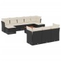Set de sofás de jardín 11 pzas y cojines ratán sintético negro de , Conjuntos de jardín - Ref: Foro24-3256210, Precio: 626,19 €