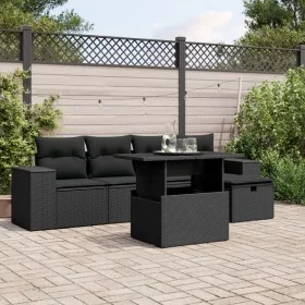 Set de sofás de jardín 6 piezas y cojines ratán sintético negro by , Garden sets - Ref: Foro24-3275285, Price: 462,79 €, Disc...