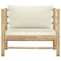 Bamboo garden sofa with cream white cushions by vidaXL, Modular outdoor sofas - Ref: Foro24-313148, Price: 145,66 €, Discount: %
