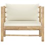 Sofá de jardín de bambú con cojines blanco crema de vidaXL, Sofás modulares de exterior - Ref: Foro24-313148, Precio: 154,28 ...