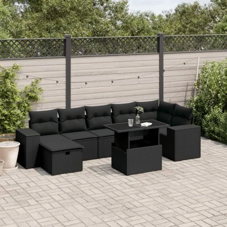 Set de sofás de jardín 8 piezas y cojines ratán sintético negro de , Conjuntos de jardín - Ref: Foro24-3275305, Precio: 608,4...