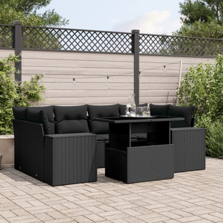 7-piece garden sofa set with black synthetic rattan cushions by , Garden sets - Ref: Foro24-3269015, Price: 532,12 €, Discoun...