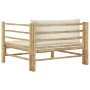 Bamboo garden sofa with cream white cushions by vidaXL, Modular outdoor sofas - Ref: Foro24-313148, Price: 145,66 €, Discount: %
