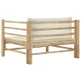 Sofá de jardín de bambú con cojines blanco crema de vidaXL, Sofás modulares de exterior - Ref: Foro24-313148, Precio: 154,28 ...