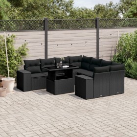 Garden sofa set 8 pieces and black synthetic rattan cushions by , Garden sets - Ref: Foro24-3269055, Price: 649,60 €, Discoun...