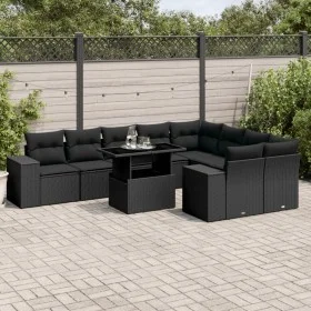 Garden sofa set 10 pieces with black synthetic rattan cushions by , Garden sets - Ref: Foro24-3269385, Price: 725,73 €, Disco...