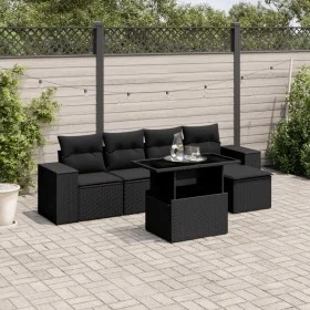 Set de sofás de jardín 6 piezas y cojines ratán sintético negro de , Conjuntos de jardín - Ref: Foro24-3269125, Precio: 448,5...