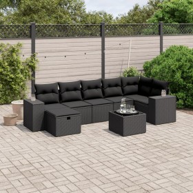 8-teiliges Gartensofa-Set mit schwarzen Polstern aus synthetischem Rattan. von , Gartensets - Ref: Foro24-3264441, Preis: 534...