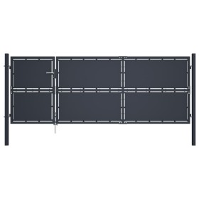 Anthrazitgraue Gartentür aus Stahl 350x125 cm von , Gartentore - Ref: Foro24-144537, Preis: 653,24 €, Rabatt: %