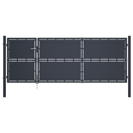 Anthrazitgraue Gartentür aus Stahl 350x125 cm von , Gartentore - Ref: Foro24-144537, Preis: 653,24 €, Rabatt: %
