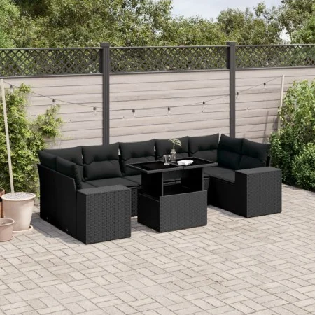 8-teiliges Gartensofa-Set mit schwarzen Polstern aus synthetischem Rattan. von , Gartensets - Ref: Foro24-3269035, Preis: 655...
