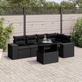 6-teiliges Gartensofa-Set mit schwarzen Polstern aus synthetischem Rattan. von , Gartensets - Ref: Foro24-3269145, Preis: 468...