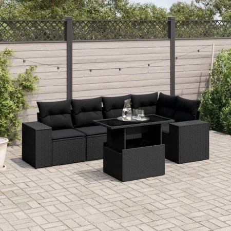 6-teiliges Gartensofa-Set mit schwarzen Polstern aus synthetischem Rattan. von , Gartensets - Ref: Foro24-3269145, Preis: 495...