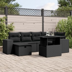 Set de sofás de jardín 7 pzas con cojines ratán sintético negro de , Conjuntos de jardín - Ref: Foro24-3275295, Precio: 526,5...
