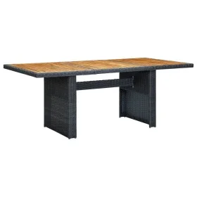 Synthetic rattan garden table solid dark gray acacia wood by vidaXL, Garden tables - Ref: Foro24-313310, Price: 189,95 €, Dis...