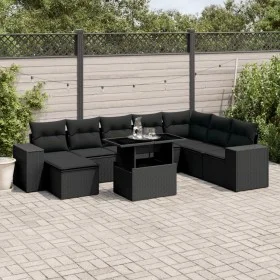 Garden sofa set 8 pieces and black synthetic rattan cushions by , Garden sets - Ref: Foro24-3269355, Price: 655,75 €, Discoun...