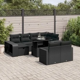 Gartensofa-Set, 11-teilig, mit schwarzen Kissen aus synthetischem Rattan. von , Gartensets - Ref: Foro24-3276501, Preis: 689,...