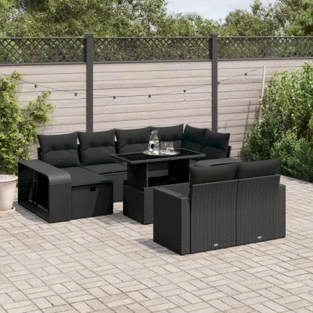 Garden sofa set 11 pieces and black synthetic rattan cushions by , Garden sets - Ref: Foro24-3276501, Price: 689,47 €, Discou...