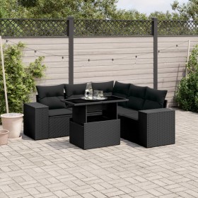 6-teiliges Gartensofa-Set mit schwarzen Polstern aus synthetischem Rattan. von , Gartensets - Ref: Foro24-3269155, Preis: 468...