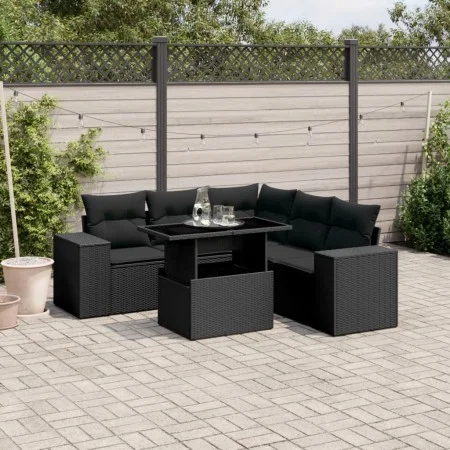 6-teiliges Gartensofa-Set mit schwarzen Polstern aus synthetischem Rattan. von , Gartensets - Ref: Foro24-3269155, Preis: 495...