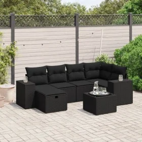 Set de comedor de jardín 7 pzas y cojines ratán sintético negro by , Garden sets - Ref: Foro24-3264421, Price: 496,23 €, Disc...