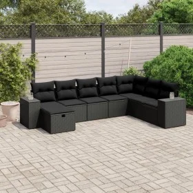 Set de sofás de jardín 8 piezas y cojines ratán sintético negro by , Garden sets - Ref: Foro24-3264511, Price: 571,01 €, Disc...