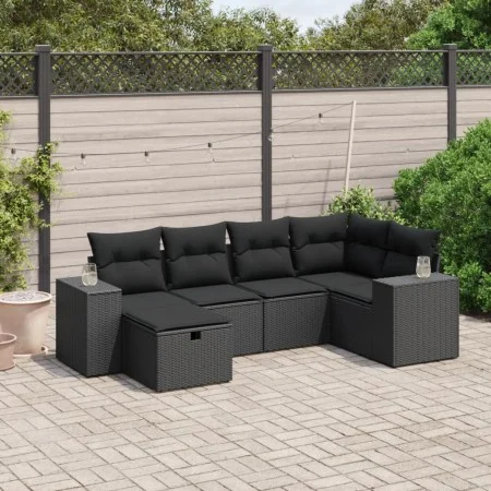 6-piece garden sofa set with black synthetic rattan cushions by , Garden sets - Ref: Foro24-3264411, Price: 445,36 €, Discoun...