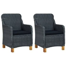 Gartenstühle mit Kissen 2 Stk. synthetisches Rattan dunkelgrau von vidaXL, Gartenstühle - Ref: Foro24-313315, Preis: 175,01 €...