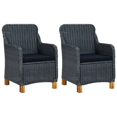 Gartenstühle mit Kissen 2 Stk. synthetisches Rattan dunkelgrau von vidaXL, Gartenstühle - Ref: Foro24-313315, Preis: 175,01 €...