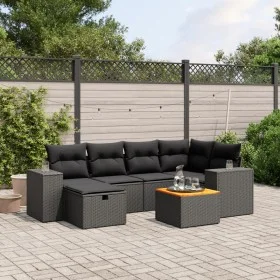 7-piece garden dining set with black synthetic rattan cushions by , Garden sets - Ref: Foro24-3265171, Price: 482,54 €, Disco...