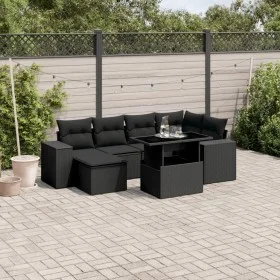 7-piece garden sofa set with black synthetic rattan cushions by , Garden sets - Ref: Foro24-3269305, Price: 541,34 €, Discoun...