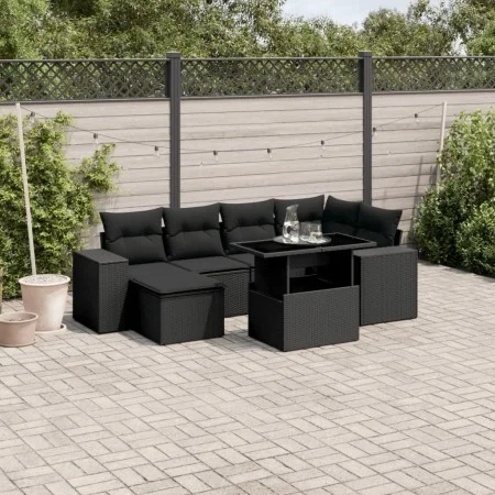 7-piece garden sofa set with black synthetic rattan cushions by , Garden sets - Ref: Foro24-3269305, Price: 541,58 €, Discoun...